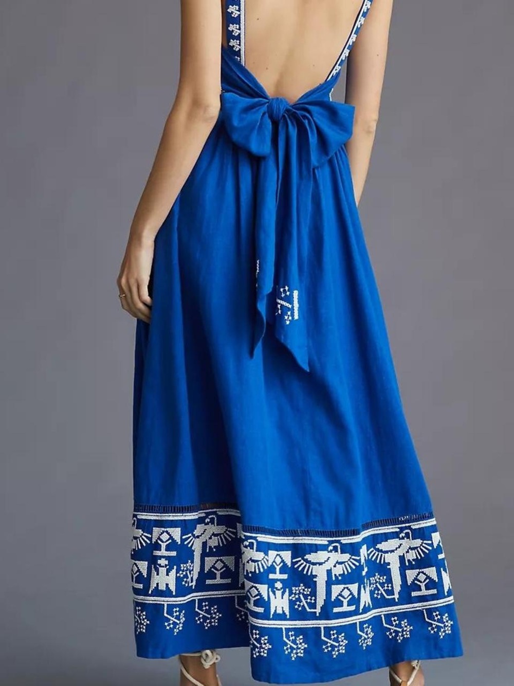 FARM Rio Blue Maxi Dress with White Embroidery - Picture 5 of 7